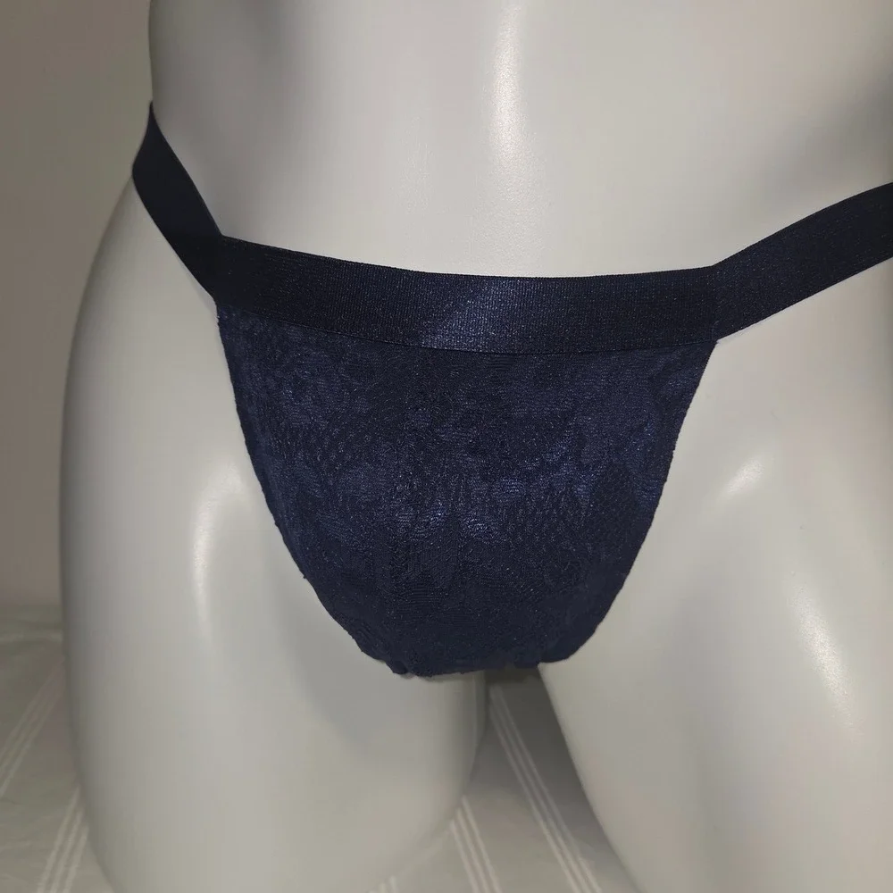Cosabella luxurious Mens Never Say Never Floral Lace G-String Navy Underwear